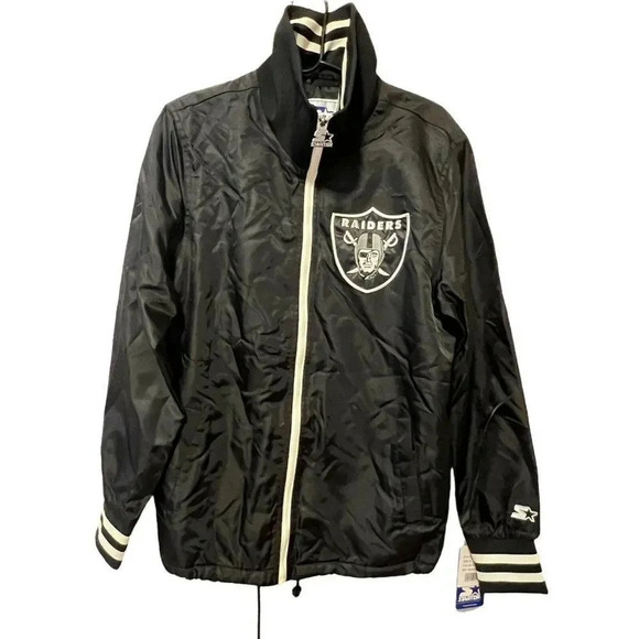 VEGAS/OAKLAND RAIDERS Starter Full Zip Side Line Jacket BLACK   Small - Picture 1 of 11